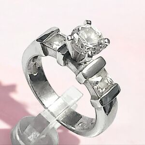 1.30 ctw Sterling Silver Engagement Ring size 6